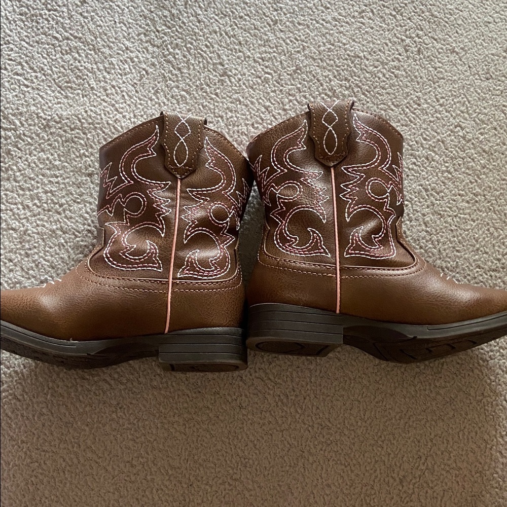 Brown and Pink Boots